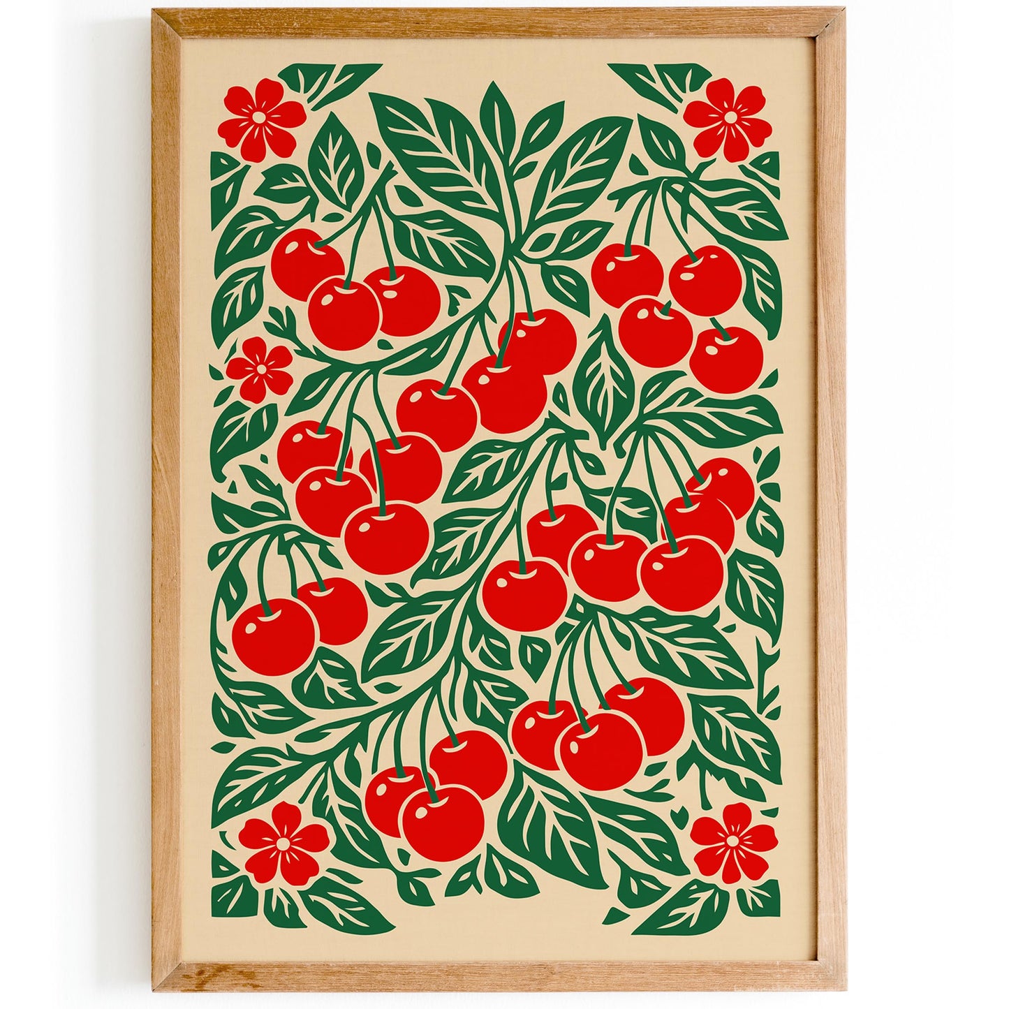Retro Cherry Poster – Red Cherry Kitchen Wall Art Print