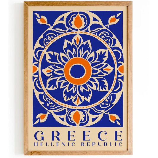 Greece Hellenic Republic Blue Poster