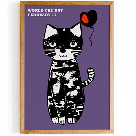 Cute World Cat Day Artistic Poster