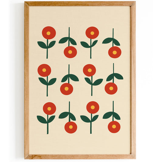 Minimalist Mid Century Flowers Print