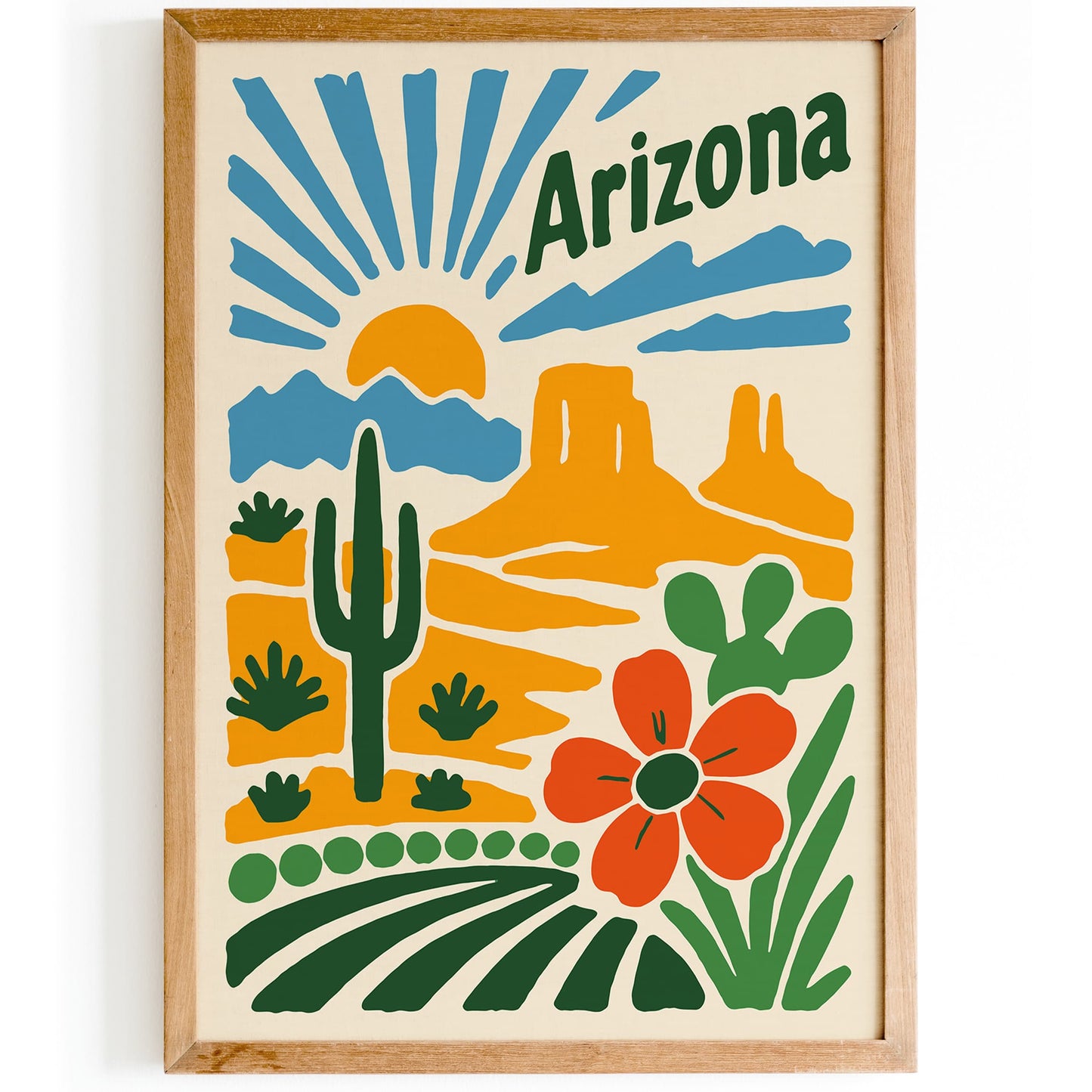 Arizona Travel Poster - Colorful Landscape Art Print