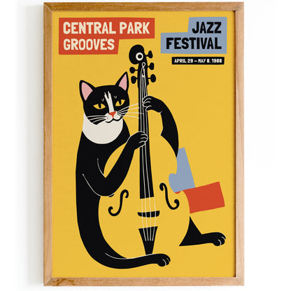 Central Park Grooves with Cat Yellow Poster