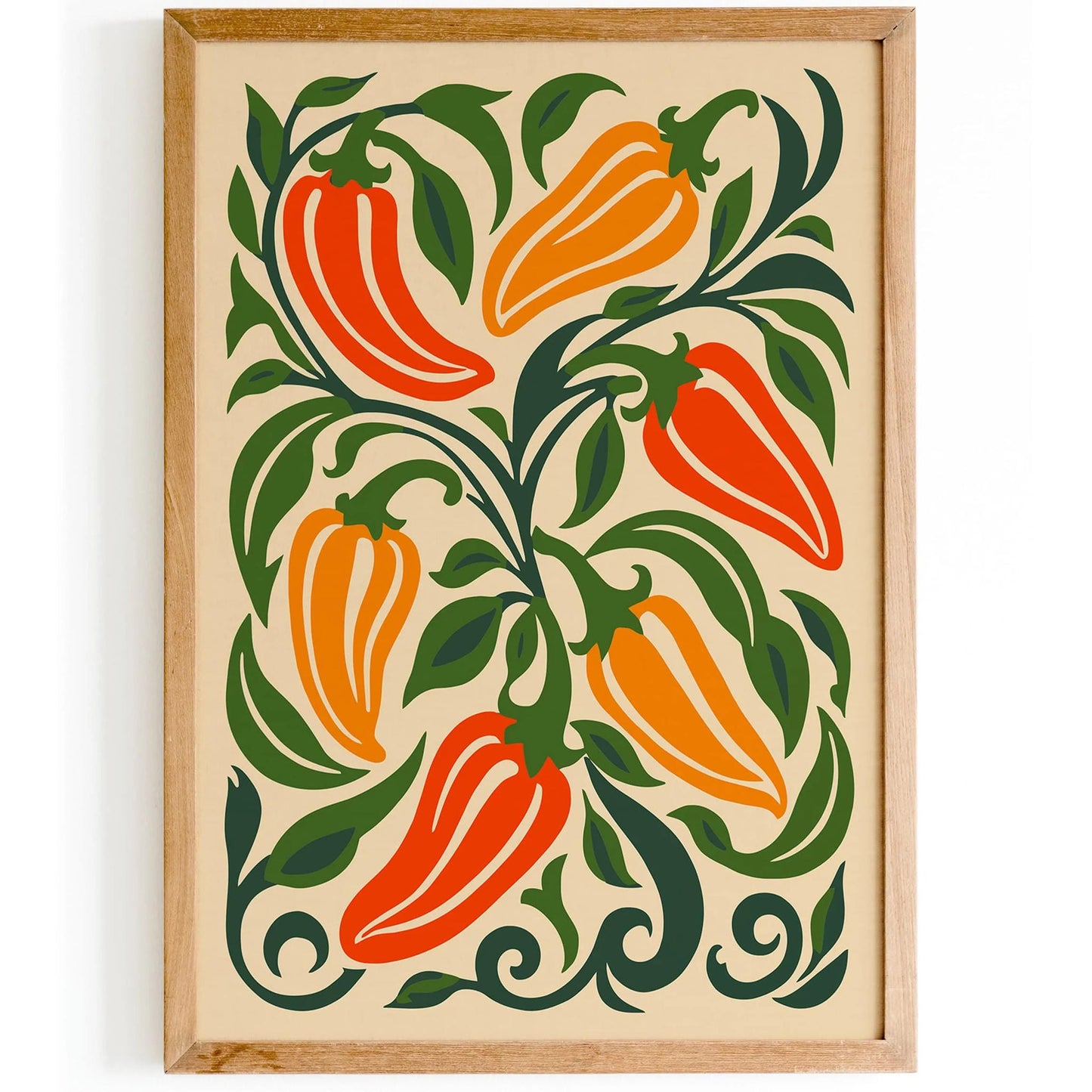 Kitchen Wall Art Decor Colorful Peppers Print