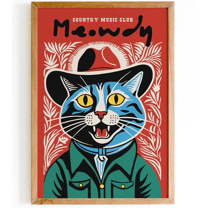Meowdy Country Music Club Red Poster