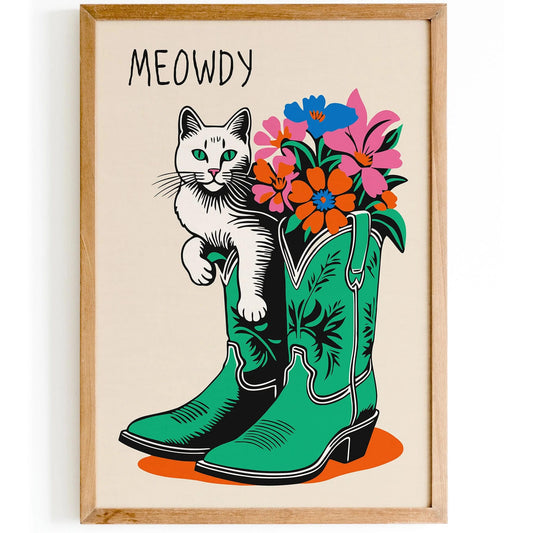 Meowdy Cat Cowboy Poster