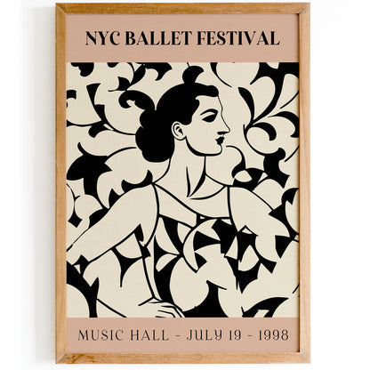 NYC Ballet Festival Retro Ballerina Poster