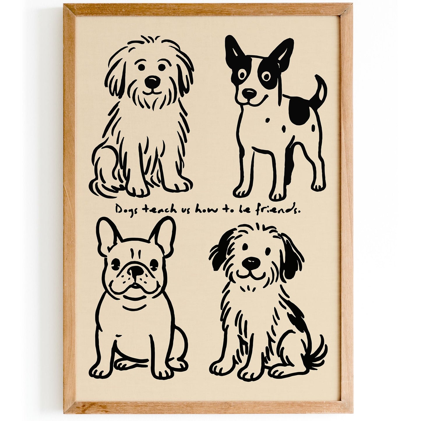 Funny Black Ink Dog Poster - Cute Dogs Wall Art Print