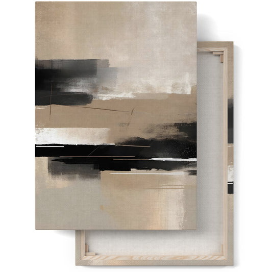 Chic Simplicity: Black & Beige Canvas Wall Art