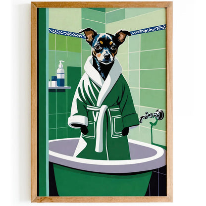 Cute Dog Bathroob Art Print