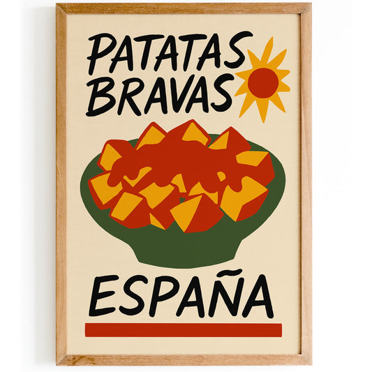 Patatas Bravas Espana Poster for Kitchen Wall Decor