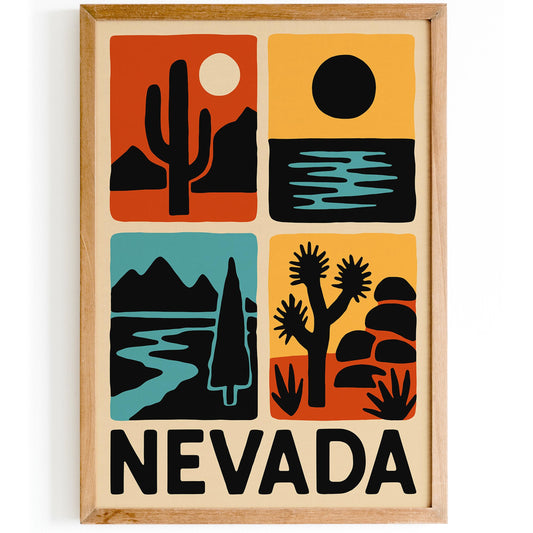 Nevada Travel Poster - Retro Wall Art