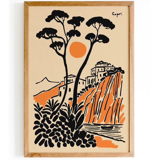 Capri Landscape Art Print, Italian Coast Wall Art