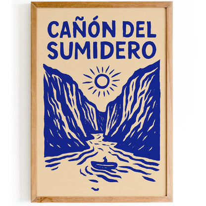 Cañón del Sumidero Poster - Blue Mexico Canyon Wall Art