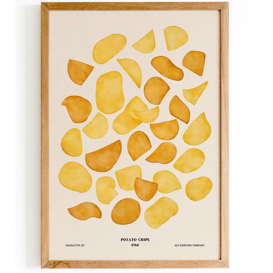 Crispy Golden Potato Chips Vintage Art Print