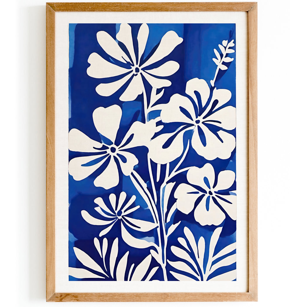 Indigo Blue Floral Poster
