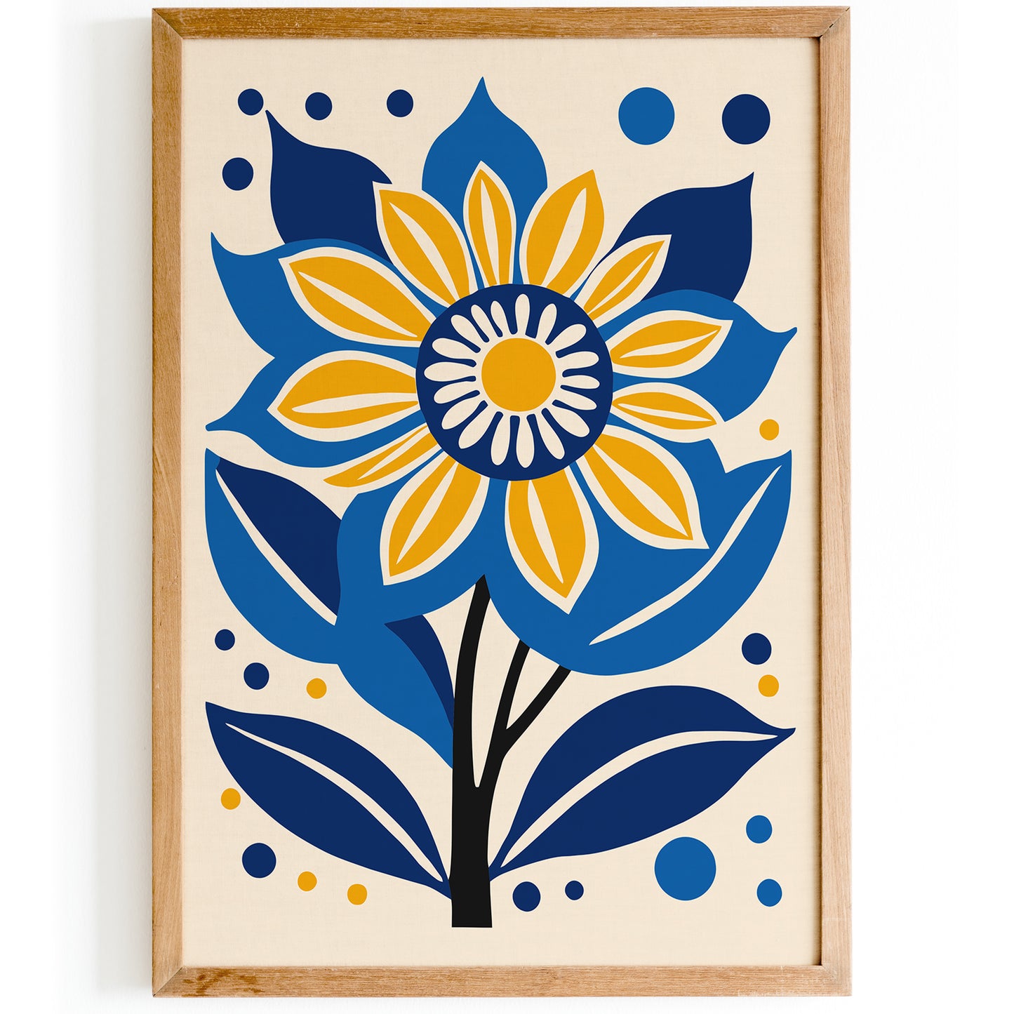 Blue Flowers Mid Century Modern Art Print