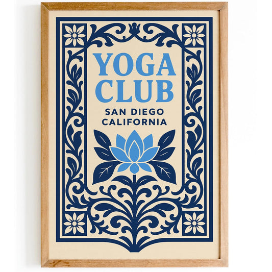 Blue Yoga Club San Diego California Poster