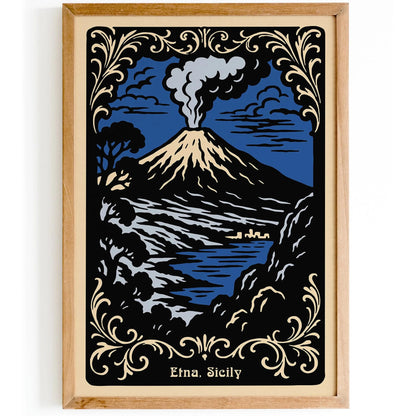 Etna Sicily Poster - Rococo Style Art Print 2025