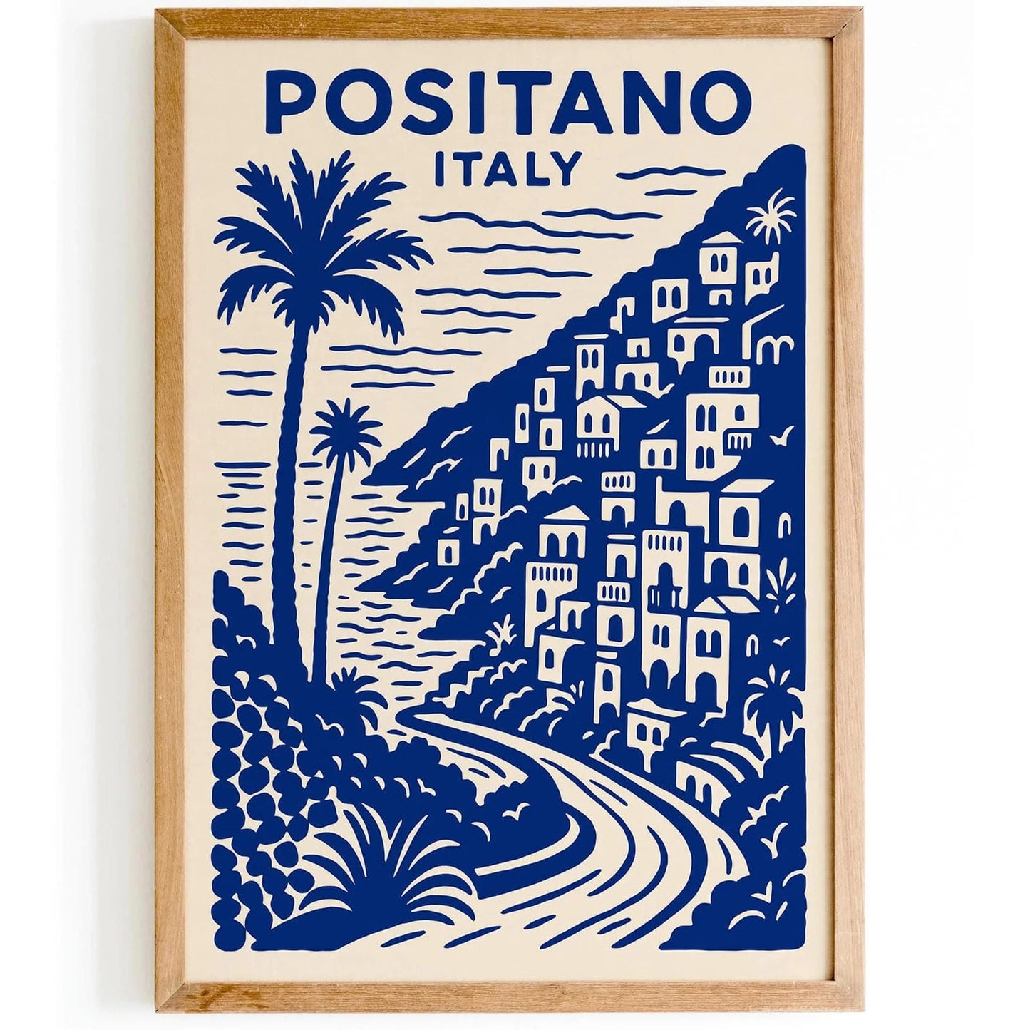 Positano Italy Travel Blue Poster