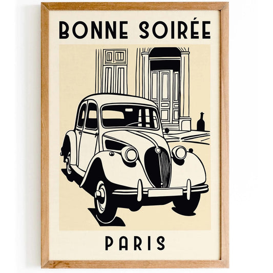 Retro Parisian Car Poster