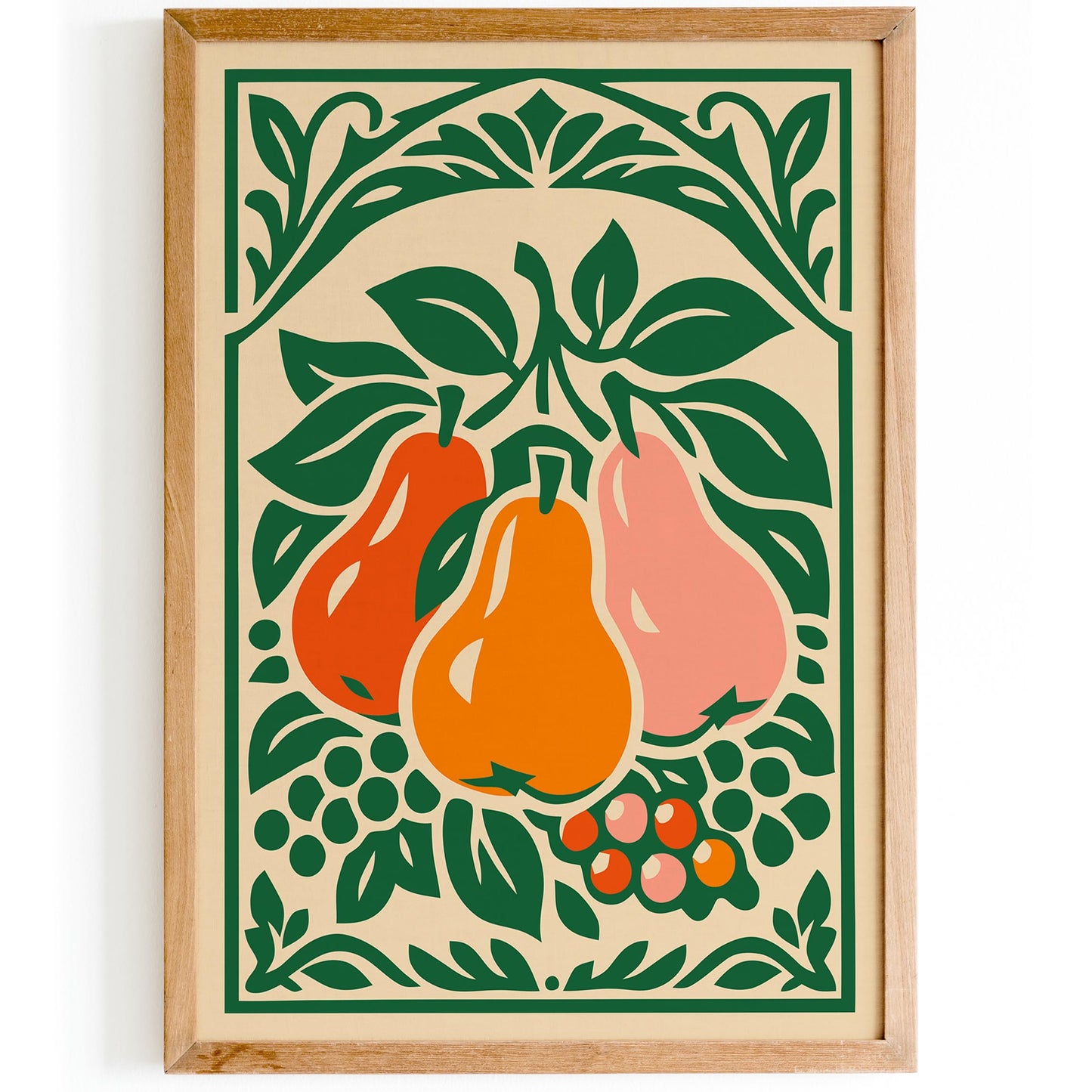 Retro Pear Poster – Colorful Fruit Wall Art