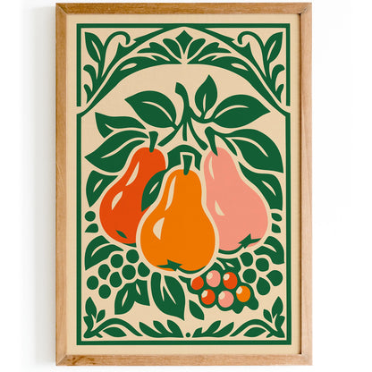 Retro Pear Poster – Colorful Fruit Wall Art