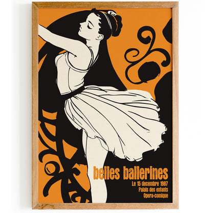 Belles Ballerines Orange Retro Art Print