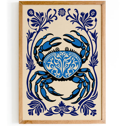 Blue Crab Neutical Art Print