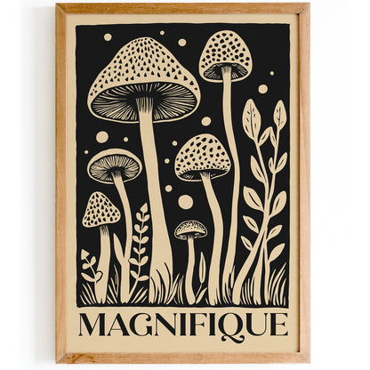 Magnifique Mushrooms Vintage Poster