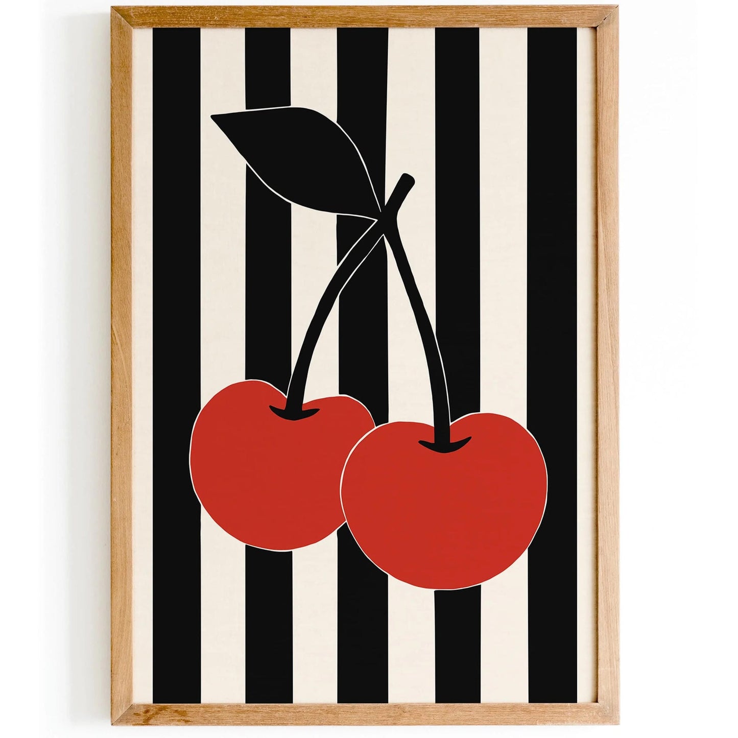Retro Black & White Cherry Art Print