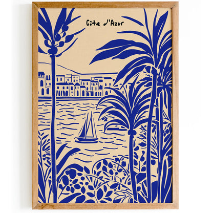 Cote d Azur French Riviera Blue Poster 2025