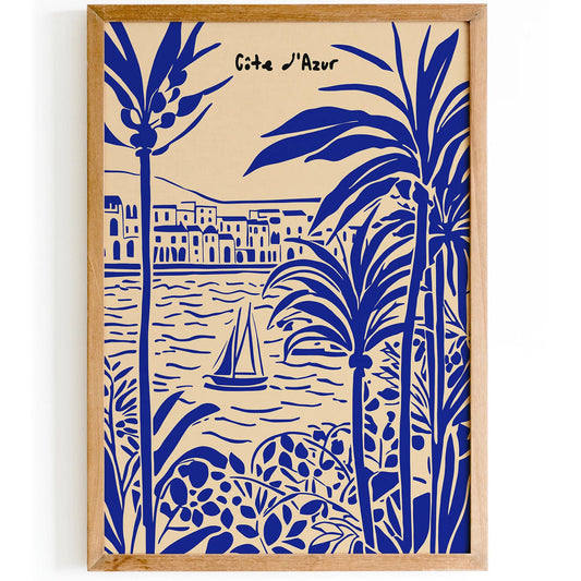 Cote d Azur French Riviera Blue Poster 2025