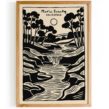 Marin County California Line Art Poster