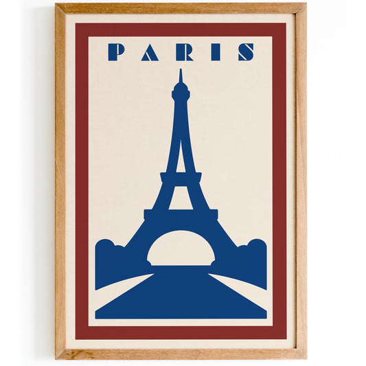 Paris Travel Poster - Retro Minimalist Art Print