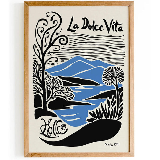 Sicily Travel Poster 1991 – La Dolce Vita Vintage Print