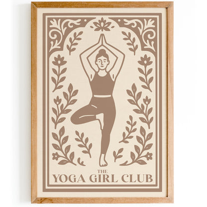 The Yoga Girl Club Poster - Japandi Beige Aesthetic Wall Art Print