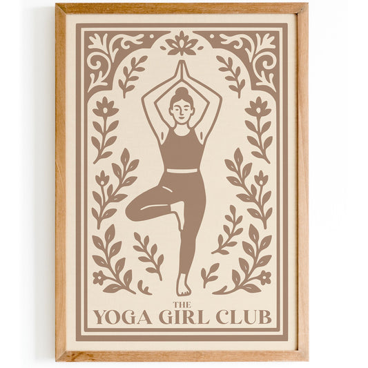 The Yoga Girl Club Poster - Japandi Beige Aesthetic Wall Art Print