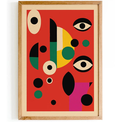 Abstract Red Mid-Century Modern Art