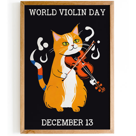 World Violin Day Cute Cat Poster