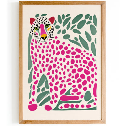 Pink Jungle Panther Art Print