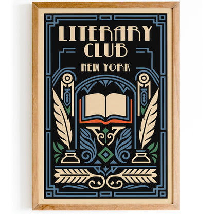 Literary Club New York City Poster - Art Deco Style Home Decor