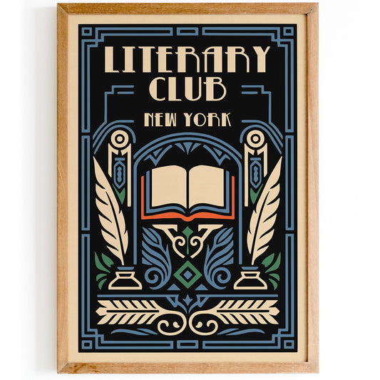 Literary Club New York City Poster - Art Deco Style Home Decor