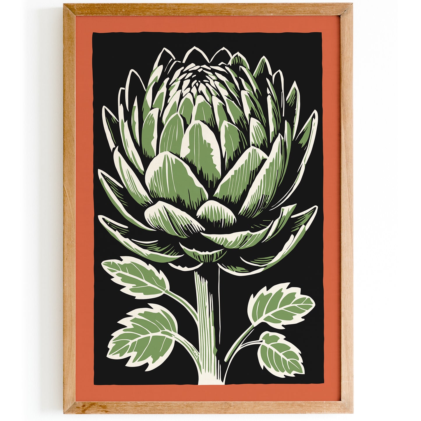 Artichoke Linocut Retro Print