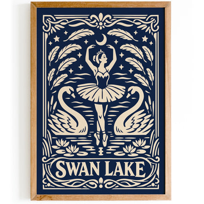 Swan Lake Classical Ballet Vintage Art Poster