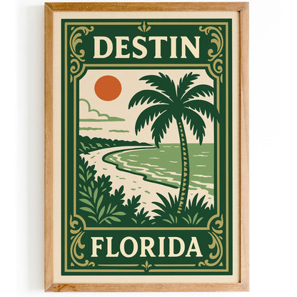 Destin Florida Beach Landscape Poster – Green Tones