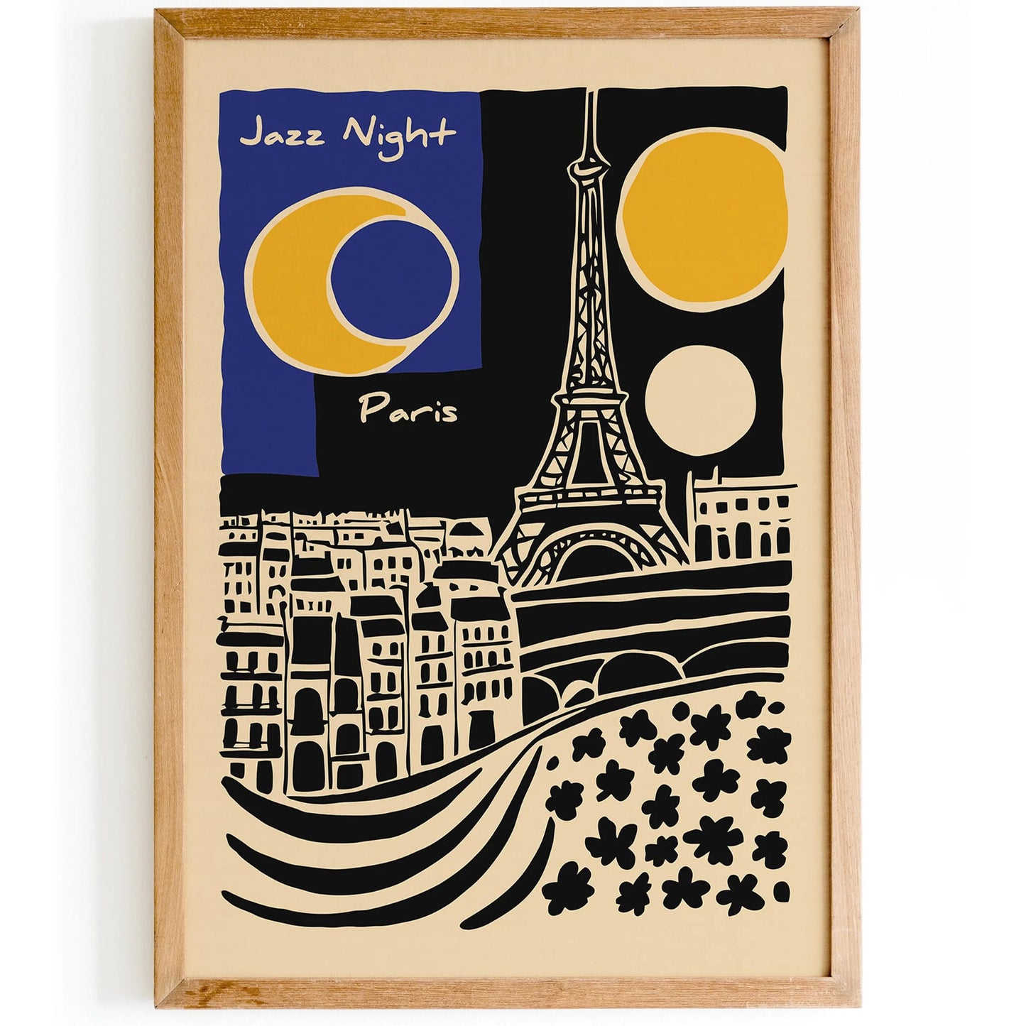 Retro Jazz Night Paris Poster – Music Wall Art