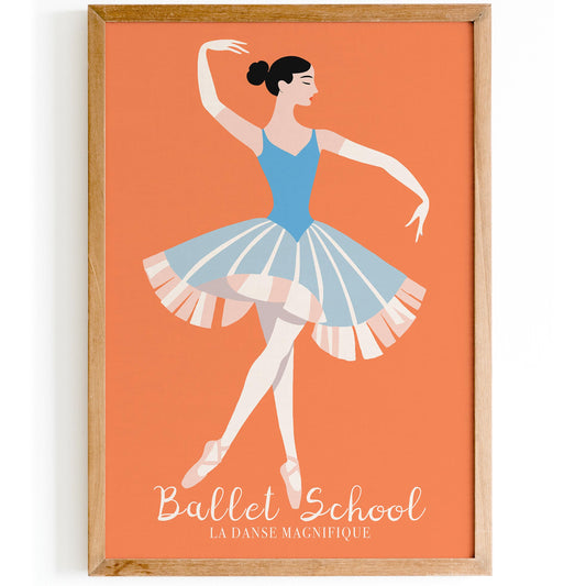 Aesthetic Ballet School Poster - Elegant Ballerina Wall Art Illustration