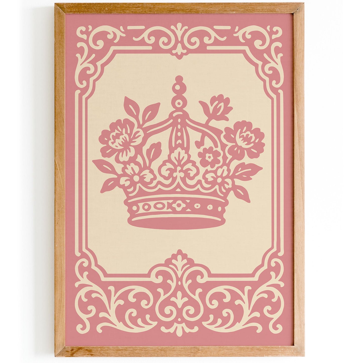 Rococo Crown Poster, Floral Princess Room Decor