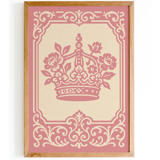Rococo Crown Poster, Floral Princess Room Decor