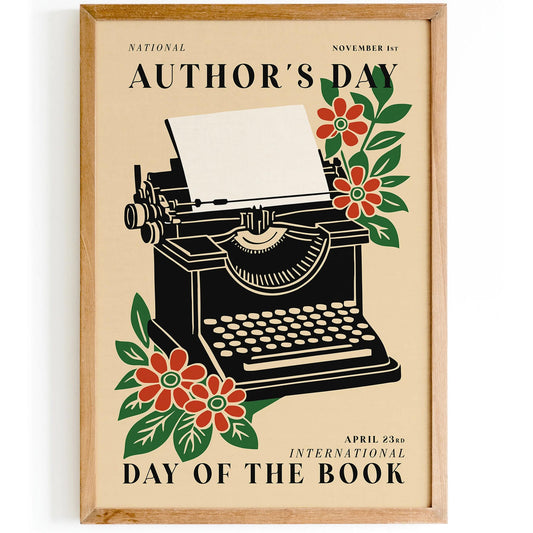 Vintage Typewriter Poster, Literary Wall Art